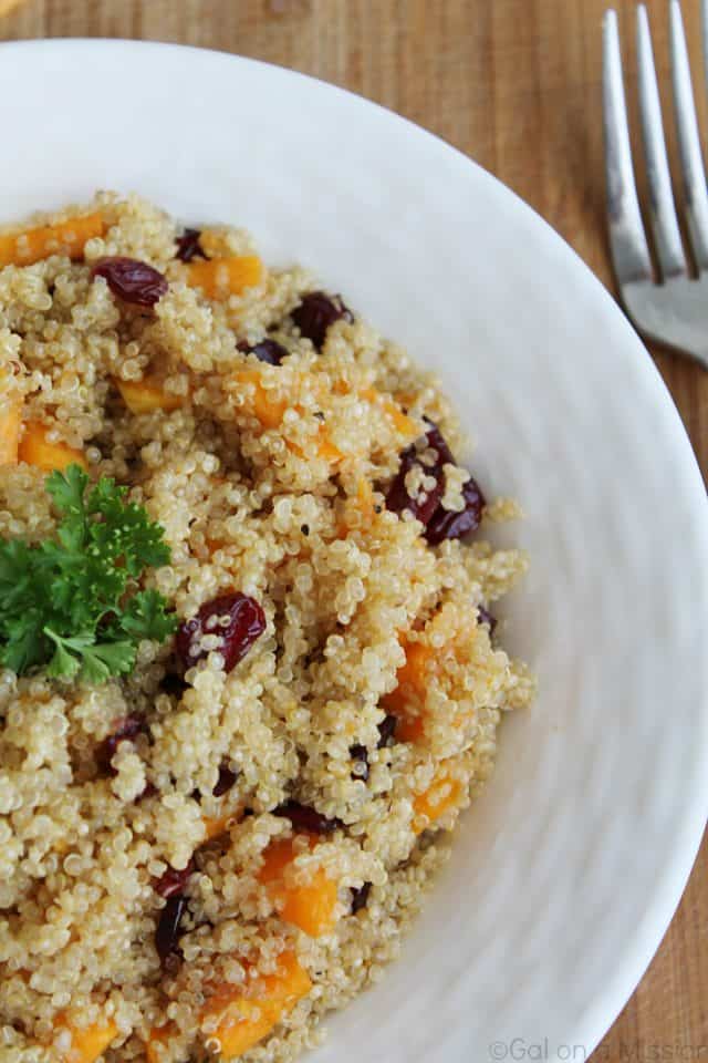 Quinoa Salad with Butternut Squash & Dried Cranberries Gal on a Mission