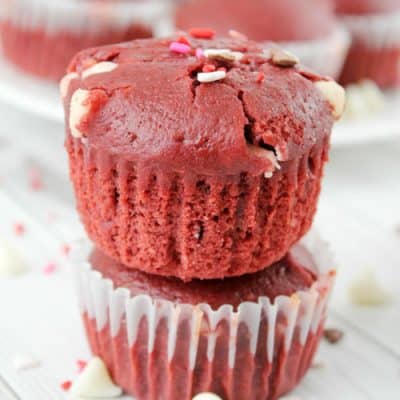 White Chocolate Red Velvet Muffins