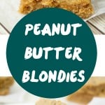 An easy and delicious peanut butter blondie recipe – you will not miss the chocolate at all. Great peanut butter taste and an ultra-fudgy center.