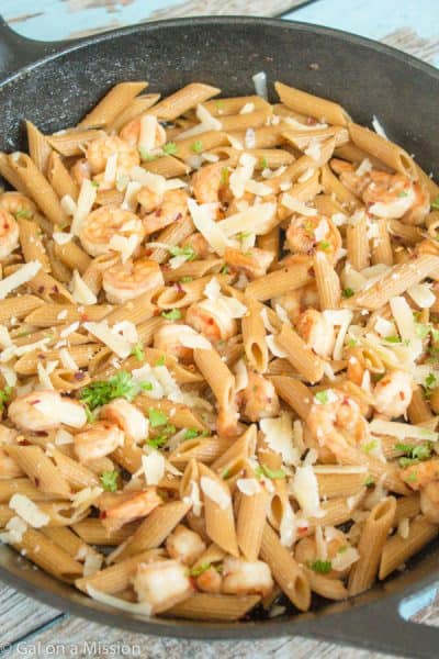 Spicy Shrimp Parmesan Pasta - Gal on a Mission