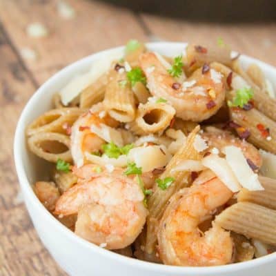 Spicy Parmesan Shrimp Pasta recipe that is ready under 30 minutes!