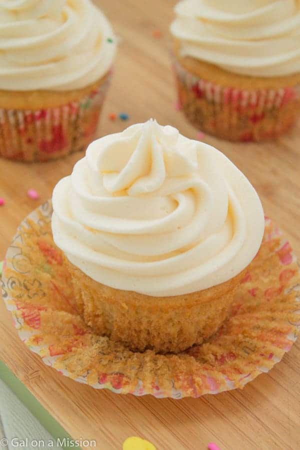 Vanilla Cupcakes with Vanilla Buttercream Frosting - Gal on a Mission