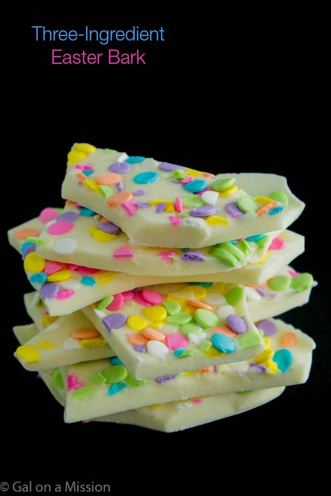 A cute and tasty Three-Ingredient Easter Bark | Recipe on galonamission.com