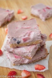 Blueberry and Strawberry Cheesecake Bars