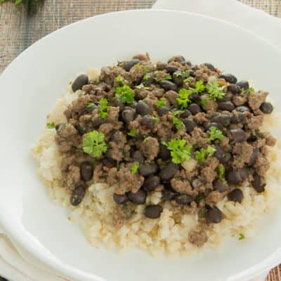 Spicy Ground Beef and Black Bean with Rice