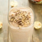 A mouthwatering peanut butter and chocolate milkshake recipe for two! It's one of our favorite snacks!