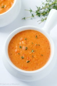 An out-of-this-world delicious cauliflower roasted red pepper soup recipe! This will be your new favorite soup - it's ours!