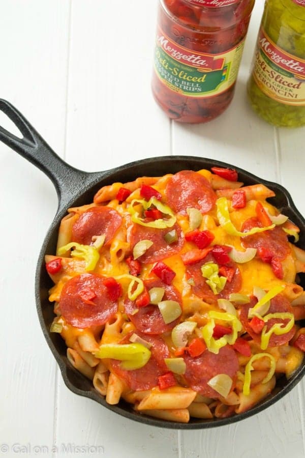 An easy and delicious pizza pasta recipe that can be customized to any taste! We love it for a quick and scrumptious meal!