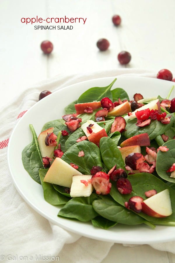 apple-cranberry spinach salad #eathealthy15