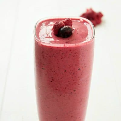 A refreshing and delicious mixed berry smoothie recipe! Perfect for a midnight snack or for breakfast!