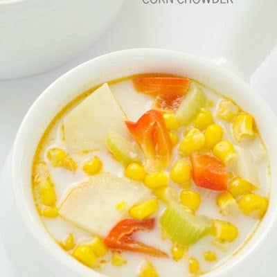 An easy and delicious weight watcher's corn chowder recipe, can be made in no-time for a quick dinner option! A family favorite during the winter.