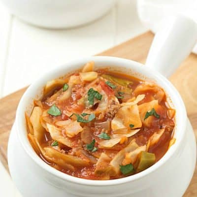 Unstuffed Cabbage Roll Soup: Incredibly easy and the flavor is out-of-this-world! A winter staple soup! Trim Healthy Mama Diet (S) Meal.