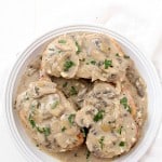 Pork Chops with Creamy Mushroom Sauce: So moist and baked to perfection with an out-of-this-world creamy sauce!