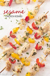 Sesame Chicken Kebabs - Perfect as a sesame chicken recipe by themselves or on a kebab stick! The chicken kebab marinade is out-of-this-world easy and delicious! Marinate for a full 24 hours to achieve maximum flavor throughout the chicken. Great kebab ideas for everyone to enjoy!