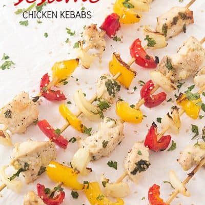 Sesame Chicken Kebabs - Perfect as a sesame chicken recipe by themselves or on a kebab stick! The chicken kebab marinade is out-of-this-world easy and delicious! Marinate for a full 24 hours to achieve maximum flavor throughout the chicken. Great kebab ideas for everyone to enjoy!