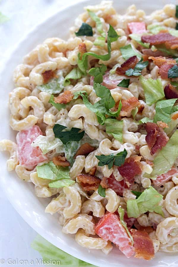 BLT Macaroni Salad - A twist on your traditional summer macaroni salad! A favorite at potlucks and BBQ'S!