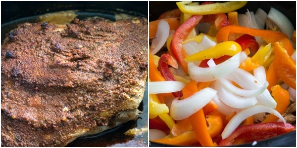 Crock-Pot Pulled Pork Fajitas - Tender pork, shredded and then cooked with a variety of bell peppers and onions! The perfect weeknight or weekend meal!