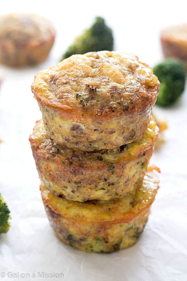 Sausage Broccoli Egg Muffins - A delicious way to start the day off! Loaded with ground sausage and broccoli!