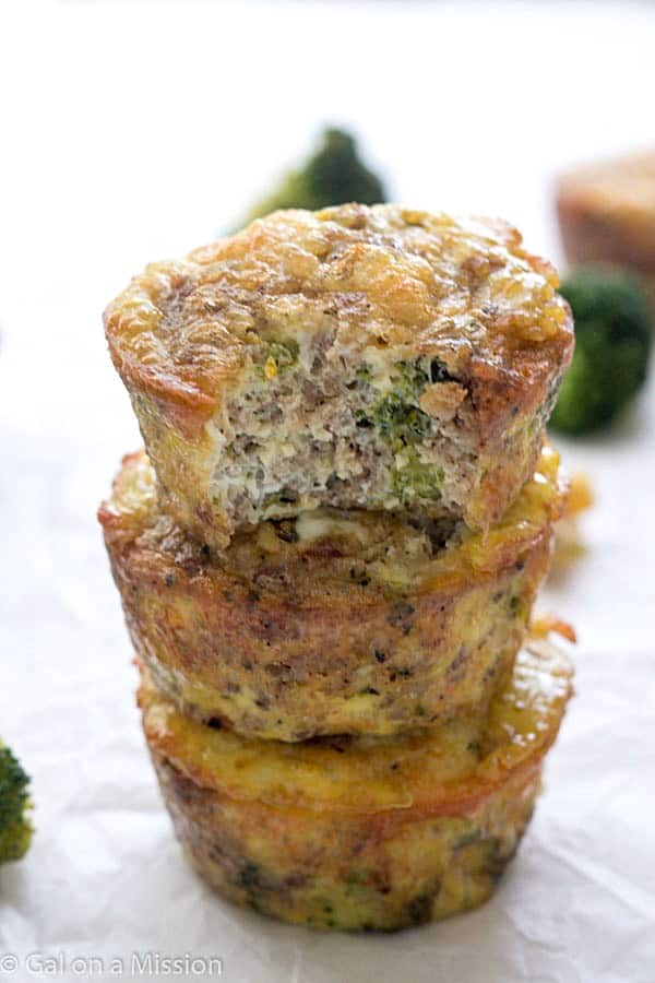 Sausage Broccoli Egg Muffins - A delicious way to start the day off! Loaded with ground sausage and broccoli!