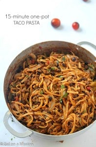 15-Minute One-Pot Taco Pasta - Everything is made in ONE pot in just 15-minutes! Perfect for a tasty and quick weeknight meal!