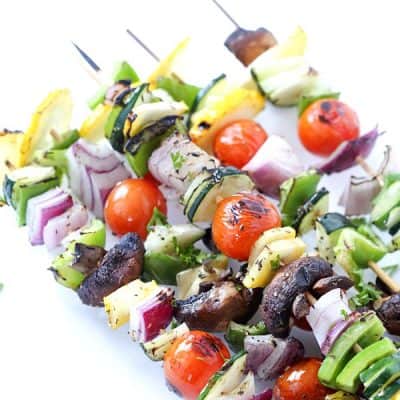 Grilled Vegetable Kabobs - If you love kabobs on the grill, then these are for you! Perfect side dish to any meal, especially a steak! Grilled vegetables and kabob recipes are perfect during the hot summer heat!