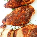 Baked Cajun Chicken Breasts - Oh, so juicy and they contain the perfect flavor. Enjoyed on sandwiches, salads, you name it!