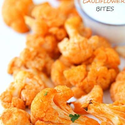 Healthy Buffalo Cauliflower Bites - These bites are addicting, spicy (to some), and surprisingly fantastic! Grab your favorite dip and let's dip in!