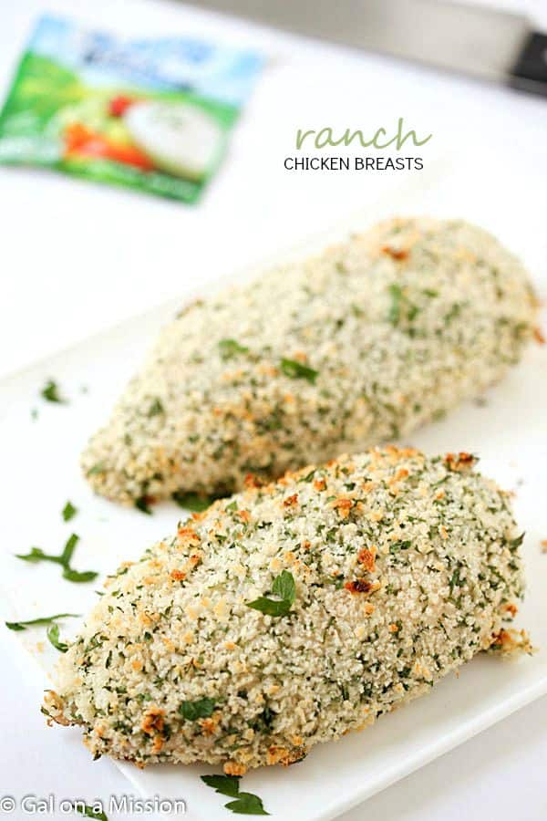 Ranch Chicken Breasts - Juicy and tender on the interior, flavorful and crunchy on the exterior. Made with only 4-ingredients! A family favorite. We love our chicken recipes. Skip the chicken casserole and make these instead!