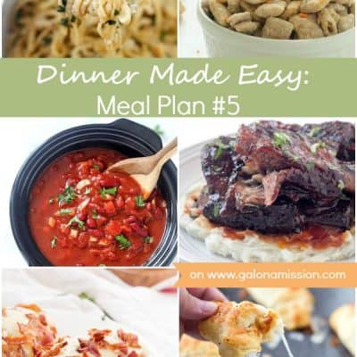 Dinner Made Easy: Meal Plan #5 - Standing in the kitchen, scratching your head, trying to decide on what to have for dinner tonight? No more. Below are 8 great recipes to make for dinner, sides to go with each meal, and a dessert recipe!