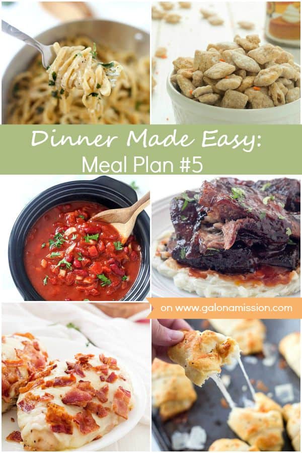 Dinner Made Easy: Meal Plan #5 - Standing in the kitchen, scratching your head, trying to decide on what to have for dinner tonight? No more. Below are 8 great recipes to make for dinner, sides to go with each meal, and a dessert recipe!