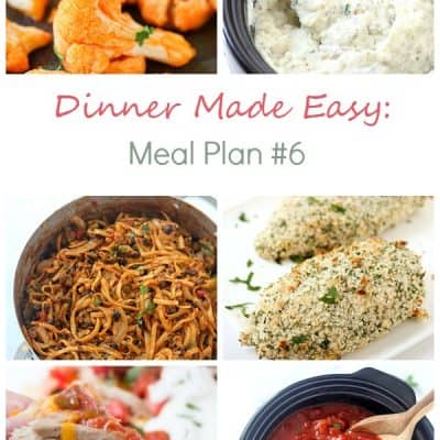 Dinner Made Easy: Meal Plan #6– Standing in the kitchen, scratching your head, trying to decide on what to have for dinner tonight? No more. Below are 11 great recipes to make for dinner, sides to go with each meal, and a dessert recipe!