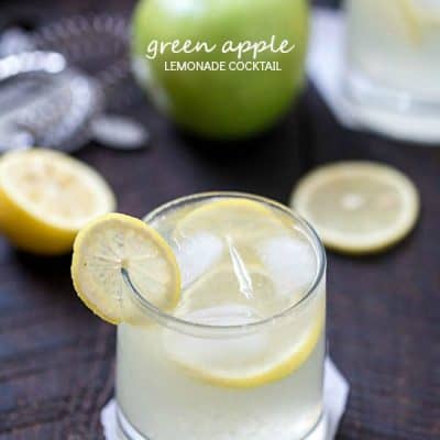 Green Apple Lemonade Cocktail Recipe - Refreshing, tart and a must-have for an adult lemonade stand. If you love green apple smoothies, you are going to fall in love with this cocktail! Add to your stash of green apple recipes! Pinning!