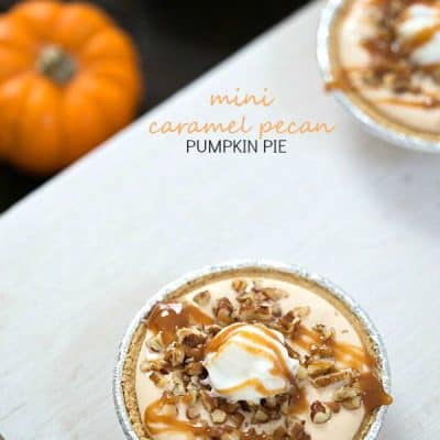 Mini Caramel Pecan Pumpkin Pie - Incredibly easy no-bake dessert made with only five ingredients!