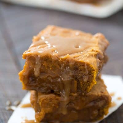 Pumpkin Caramel Blondies - Outrageously gooey and rich! The perfect dessert for fall.