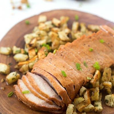 Mesquite Pork Loin with Parmesan Roasted Potatoes - A complete and easy weeknight meal the entire family will love!