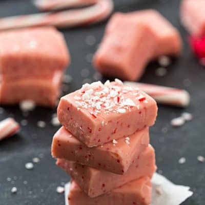 Candy Cane Fudge - The perfect fudge for the holidays. Melts right in your mouth! Perfect for homemade gifts. Move on over candy cane cookies and brownies, there's a new one in town this year!