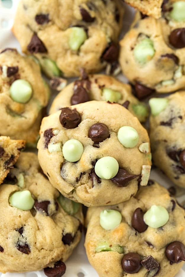 Mint Chocolate Chip Cookies - Bursting with flavor from the mint chocolate chips. Soft and chewy! VERY easy to make and the BEST cookies! Add these to your cookie baking list for Christmas or anytime of the year!