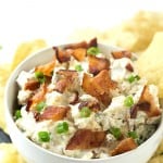 6-Ingredient Gouda Bacon Ranch Dip Recipe - So easy to make with hardly any ingredients and takes only 5-minutes! Made with cream cheese and ultra creamy plain greek yogurt. Perfect appetizer for parties or snacking! It's my favorite dip over buffalo chicken dip!