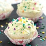 Easy 1-Minute Funfetti Mug Cupcake - Why bake a tray of cupcakes when you can make a mug cupcake in the microwave in only 1-minute? So easy and delicious when you make it with your loved one!