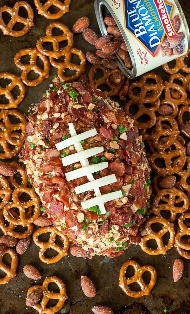 Super Easy Bacon Cheddar Football Cheese Ball