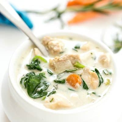 Easy Crockpot Chicken Stew Recipe (Low Carb, Keto) - Thick and creamy low carb, keto chicken stew made right in the crockpot! This is truly a dump and allow your crockpot to all of the work for you recipe! The perfect healthy comfort food packed with flavor.