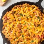 Vegetarian Cheeseburger Pasta - This cheesy goodness comes together in 30 minutes and is perfect for Meatless Monday's! You'll never buy a box mix again!