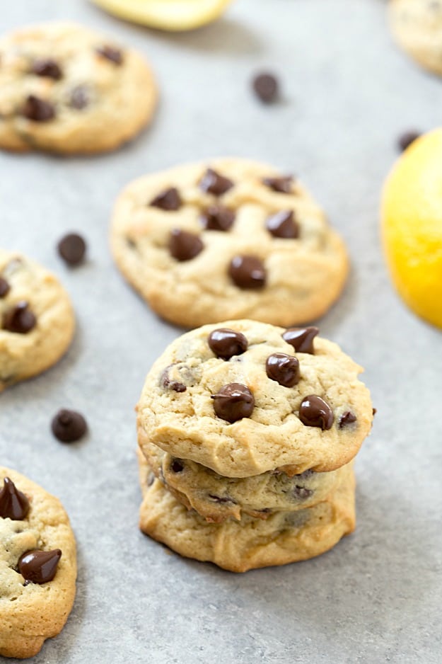 Lemon Cream Cheese Chocolate Chip Cookies - The BEST lemon cream cheese chocolate chip cookies! They are so easy and not require overnight chilling! A simple and incredibly chewy and soft-baked cookie! Bursting with flavor and perfect for a Spring or Summer dessert.