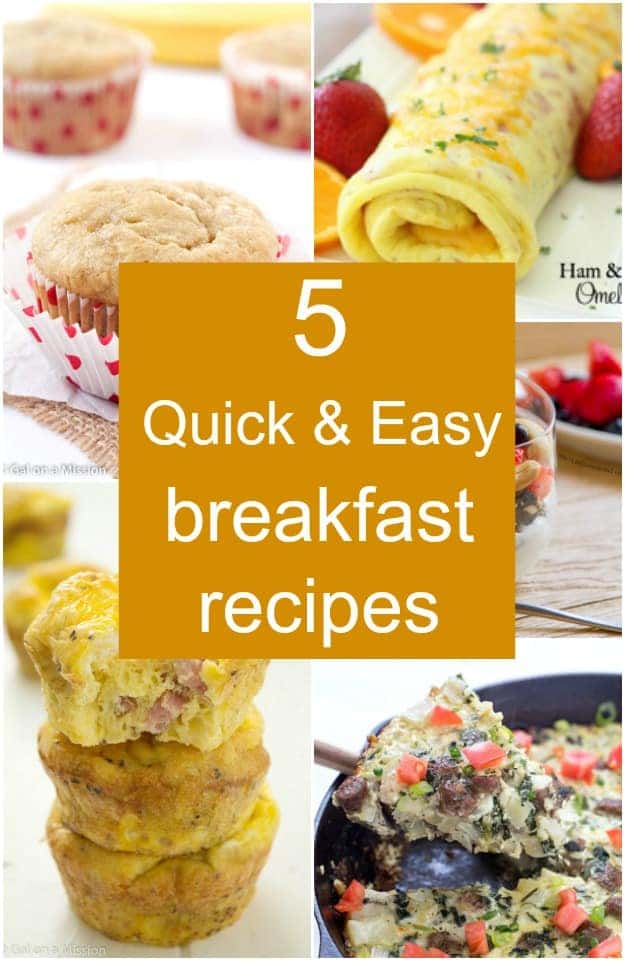 5 Quick Breakfast Options - Not a morning person? Scrambling in the morning for something eat? Here are five quick breakfast recipes that are healthy, yummy, and perfect for on-the-go!