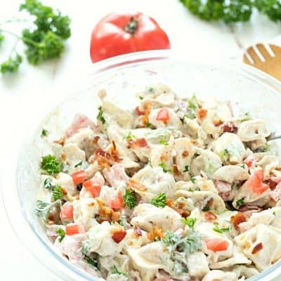 BLT Tortellini Salad - The perfect cold pasta salad perfect for any potluck, picnic, or your summer barbecues. This tortellini salad will be a huge hit whenever you take it!