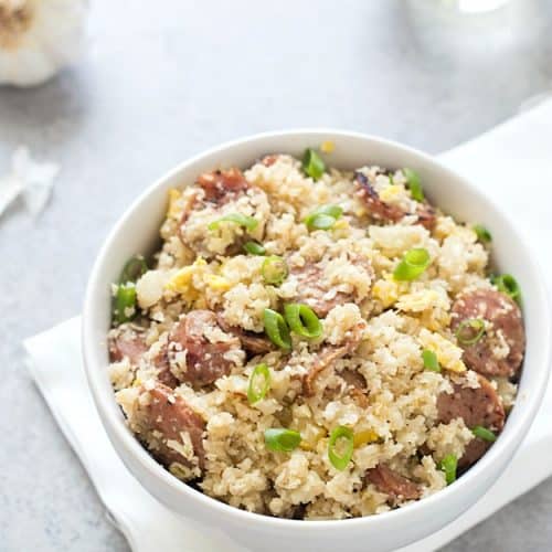 Sausage Cauliflower Fried Rice (Low Carb) Gal on a Mission