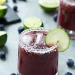 Skinny Blueberry Margarita - Quick and easy made from scratch skinny margaritas. Enjoy it on the rocks or frozen, you choose! Always a winner.