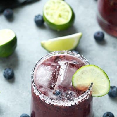 Skinny Blueberry Margarita - Quick and easy made from scratch skinny margaritas. Enjoy it on the rocks or frozen, you choose! Always a winner.