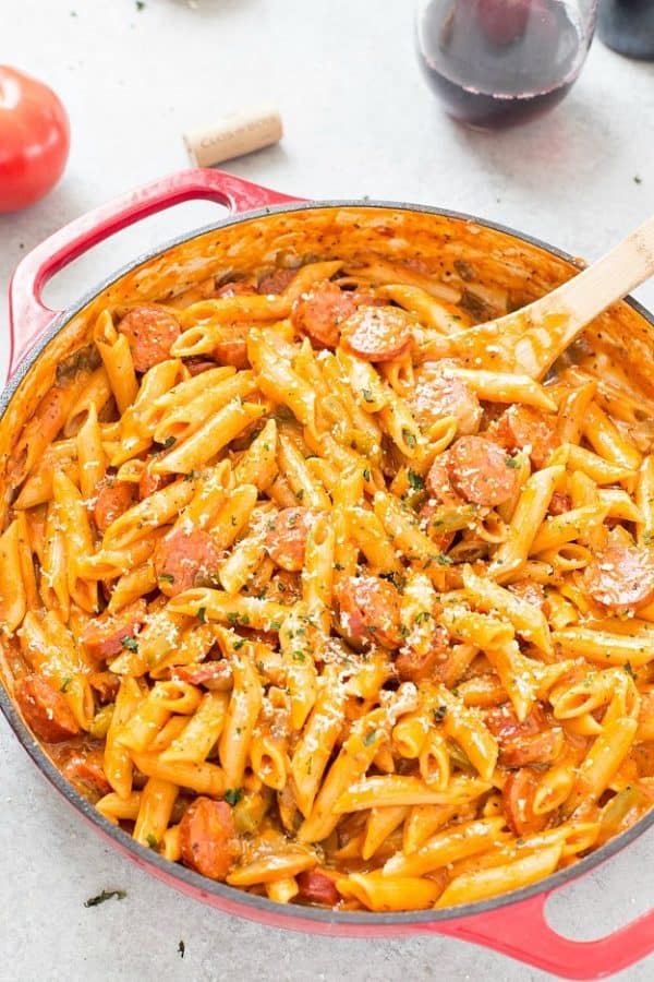 One-Pot Sausage and Mushroom Pasta - Gal on a Mission