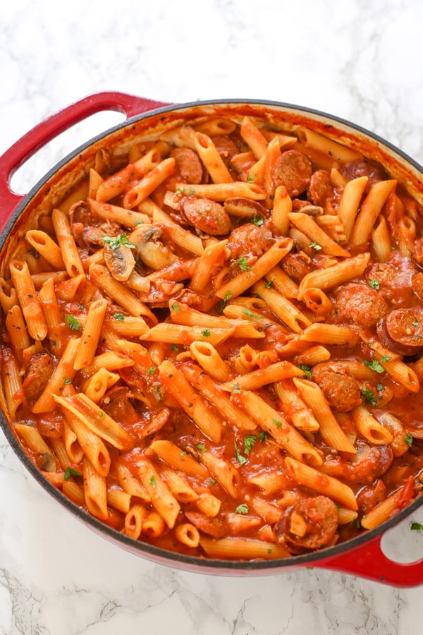 One-Pot Sausage and Mushroom Pasta - Gal on a Mission
